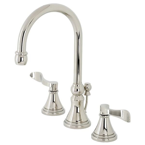 KS2986DFL NuFrench Widespread Bathroom Faucet W/ Brass Pop-Up, Nickel